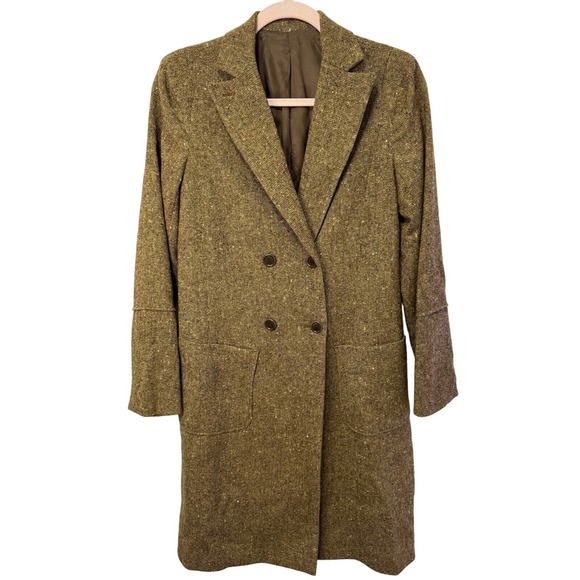 Vintage Womens Lamb Wool Brown Long Pea Coat Made in USA size Small Timeless EUC - Picture 2 of 10